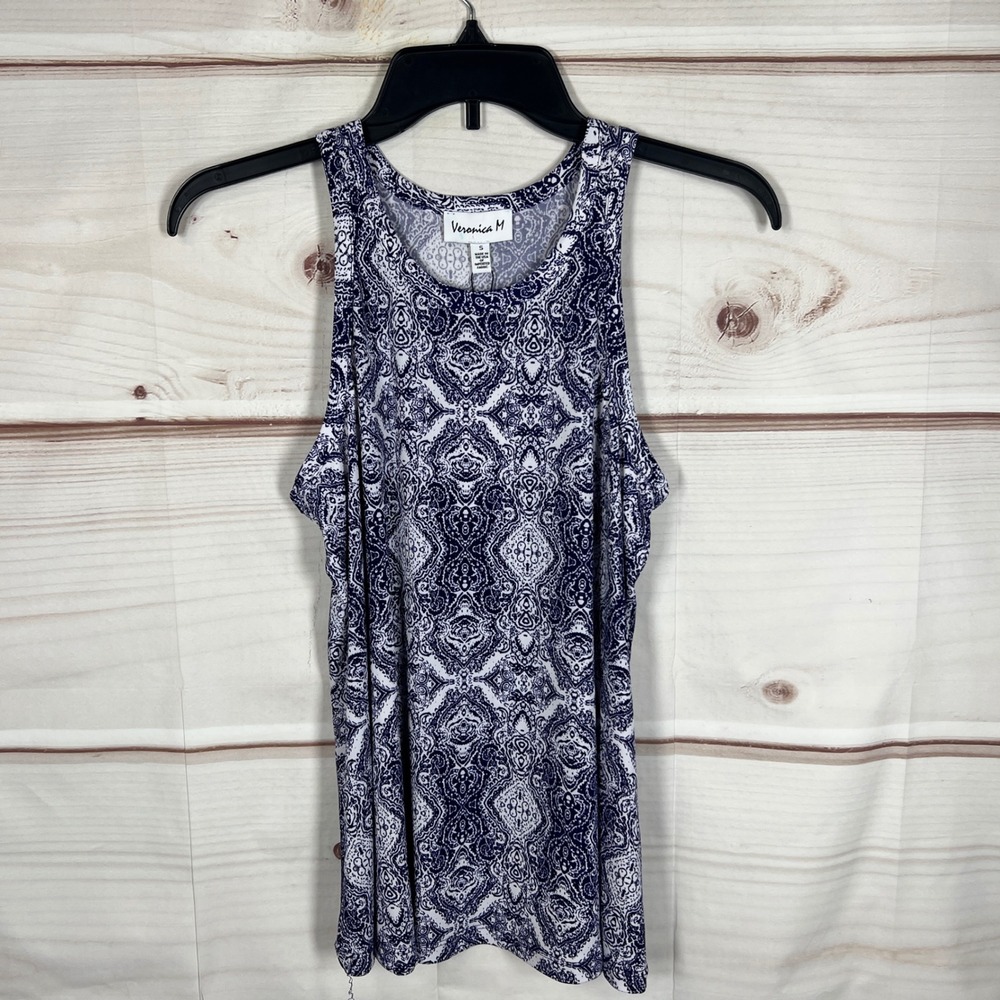 Veronica M Tank Top Womens Small Purple Paisley Medallion Racerback Sleeveless